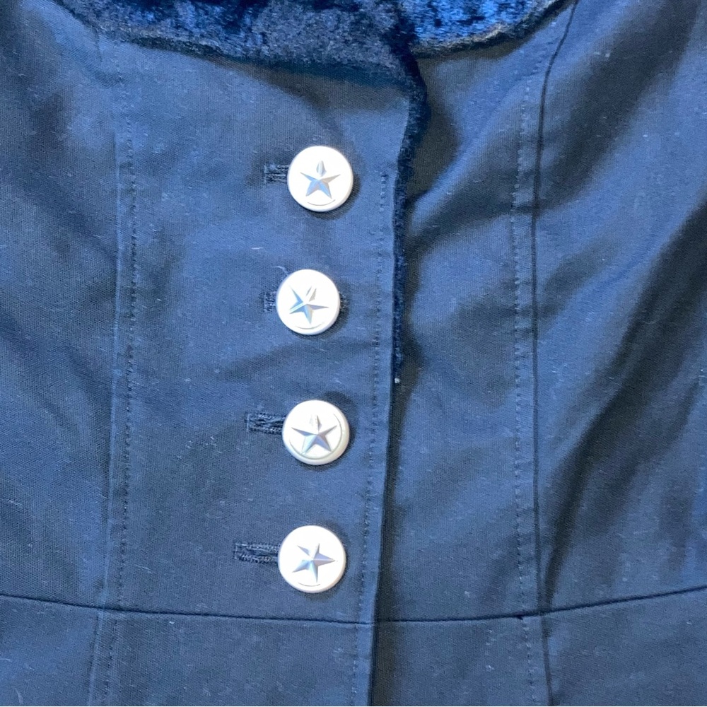 Black Peace Now Military Style Jacket Velvet collar metal buttons size medium - Picture 3 of 11